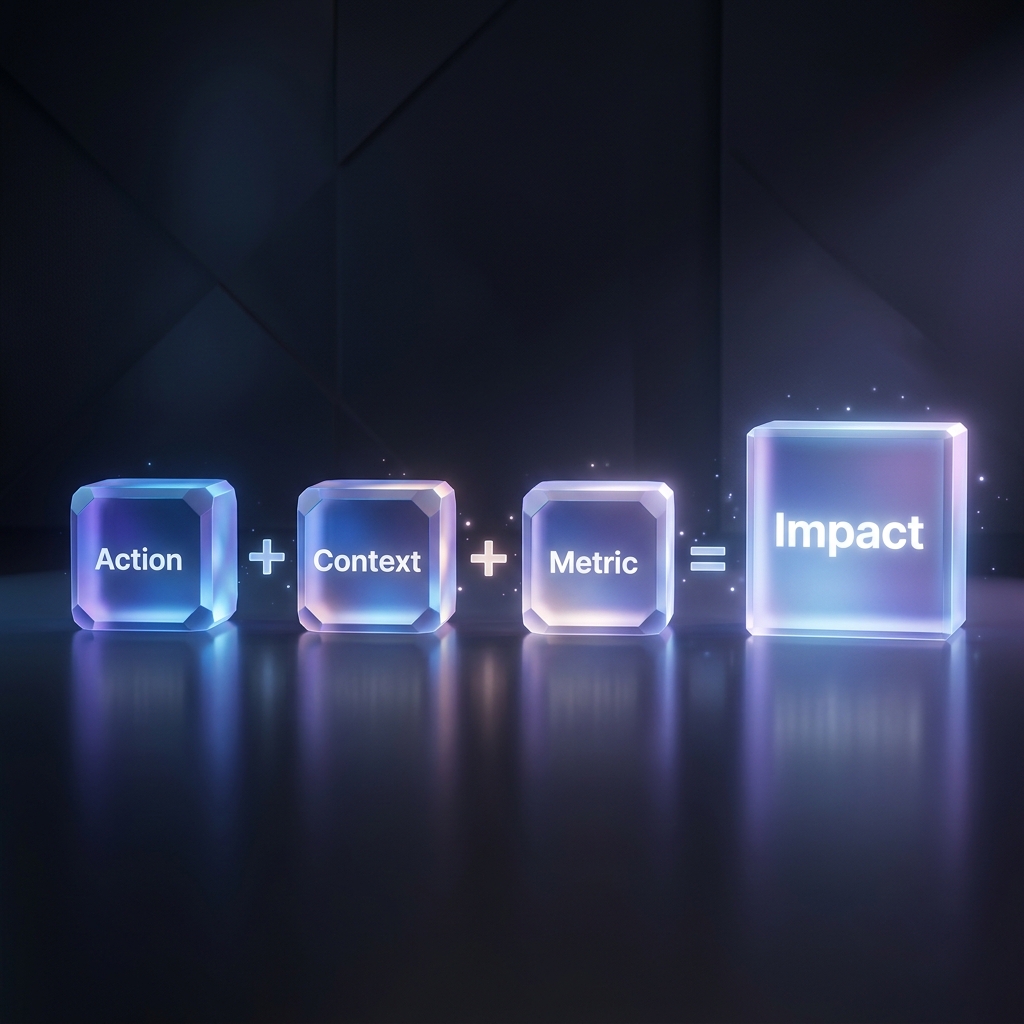 Infographic of the Action + Context + Metric = Impact formula