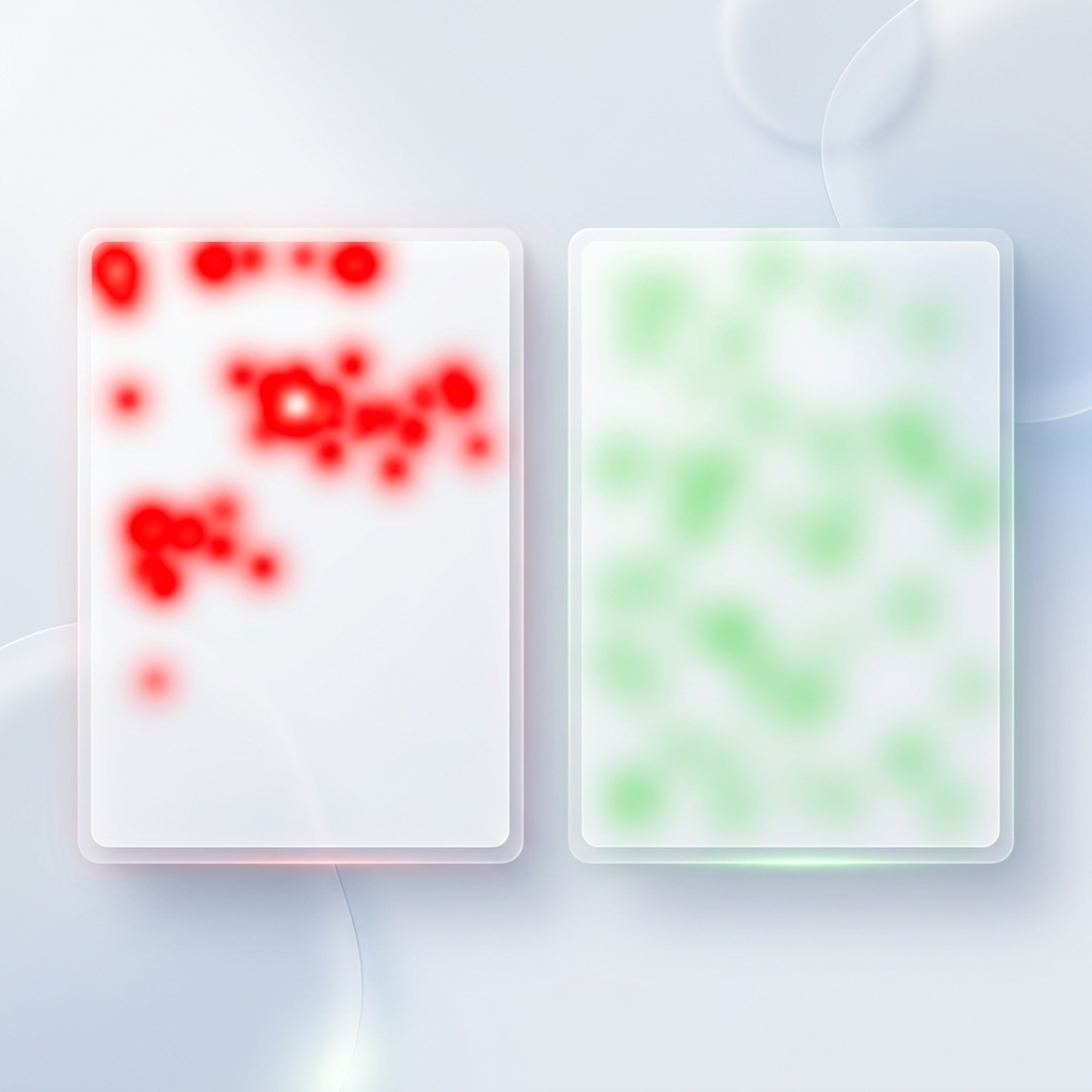 Heatmap showing natural vs unnatural keyword distribution on a resume